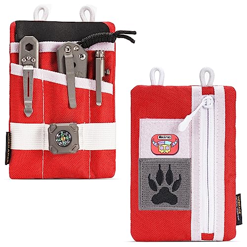 VIPERADE VE1-P EDC Werkzeugtasche Organizer EDC Pouch Klein EDC Taschen Pocket Organizer Nylon Multitool Tasche Klein für Taschenlampe Taschenmesser Stift Notizbuch (Rot-Weiss) von VIPERADE