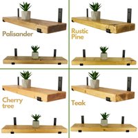 Industrielles Rustikales Holzregal 17cm X 4.5cm Handgefertigtes Massives Kiefern-Bücherregal Mit Loft-Inspirierten Schwarzen Metallträgern von ViperysHandMade
