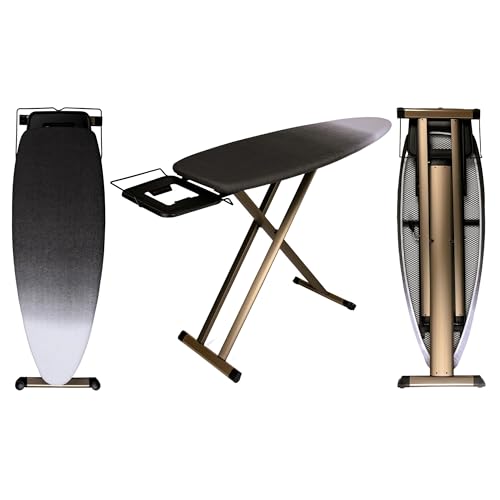 Bügeltisch GoldVIP | Bügelbereich 130x47 cm | Exklusives eloxiertes Aluminium | Schutz + Räder |Robust, leicht und stabil | Gleitender Bügeleisenhalter | Höhenverstellbar 100 cm Bügeltisch GoldVIP | Bügelbereich 130x47 cm | Exklusives eloxiertes Aluminium | Schutz + Räder |Robust, leicht und stabil | Gleitender Bügeleisenhalter | Höhenverstellbar 100 cm von Vipmenaje HOUSE & LOVE