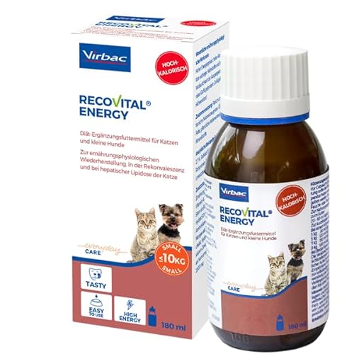 Virbac RecoVital Energy | 180 ml | Diät-Ergänzungsfuttermittel für Katzen und kleine Hunde | Zur ernährungsphysiologischen Wiederherstellung und in der Rekonvaleszenz von Virbac