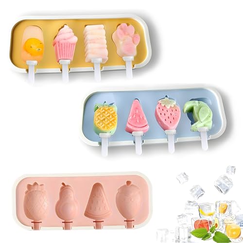 VireEyU 3er Set Silikon Eisformen mit Deckel, 12 Wiederverwendbare Stiele, BPA-frei, Perfekt für Kinder und Erwachsene, Eis am Stiel Formen für Sommergenuss VireEyU 3er Set Silikon Eisformen mit Deckel, 12 Wiederverwendbare Stiele, BPA-frei, Perfekt für Kinder und Erwachsene, Eis am Stiel Formen für Sommergenuss von VireEyU