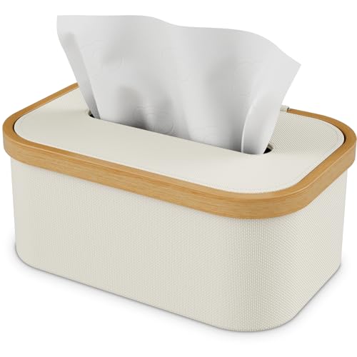 Vireon Taschentücher Box Spender aus Bambus mit Taschentuchspender Tücherbox aus Oxford-Stoff Tissue Box Papiertaschentücher Boxen Kosmetiktuchbox für Wohnzimmer Bad Küche in Weiß Vireon Taschentücher Box Spender aus Bambus mit Taschentuchspender Tücherbox aus Oxford-Stoff Tissue Box Papiertaschentücher Boxen Kosmetiktuchbox für Wohnzimmer Bad Küche in Weiß von Vireon