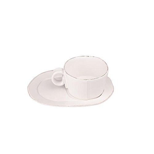 Virginia Casa Frühstücksset, Tasse mit Untertasse LASTRA Bianco H. 8cm weiß von Virginia Casa