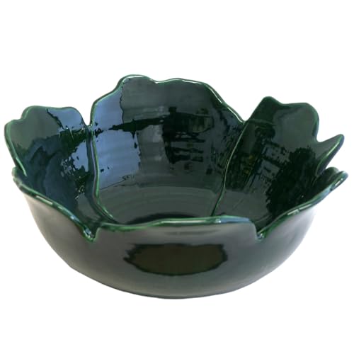 Virginia Casa Handgefertigter Pansè-Blumen-Mittelpunkt aus Keramik, hergestellt in Italien, D42 x H16 cm, 2 Varianten (1 Stück) VERDE von Virginia Casa