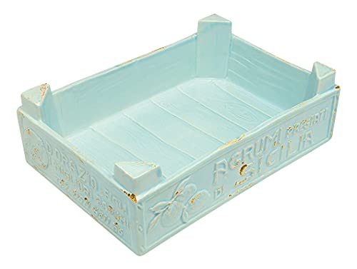 Virginia Casa Palettenkiste, Früchtebox MEDITERRANEO 28cm blau Keramik von Virginia Casa