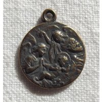 Krippe Christus Kind Baby Jesus Medaille W Engel Weihnachtskrippe Chaplet Rosenkranz von VirgoPotensSupplies