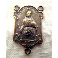 Bronze Sacred Heart Rosenkranz-Mittelstück Mit Unserer Lieben Frau Von Lourdes Vp676 von VirgoPotensSupplies