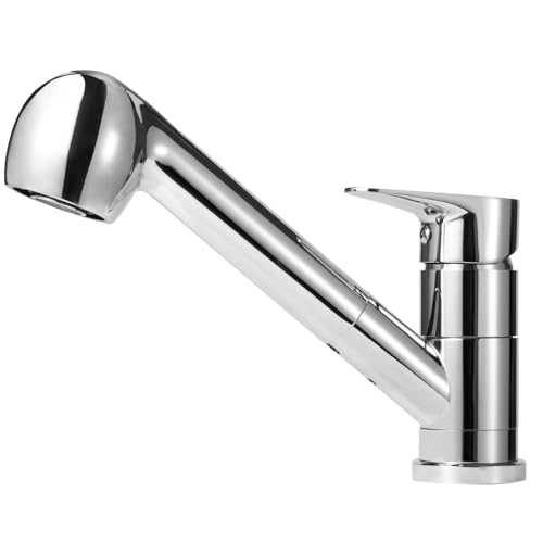 Virklyee Wasserhahn Ausziehbar Spültischarmatur Küchenmischbatterie 360°drehbarer, mit Säulentyp Wasserauslass und Duschwasserauslass 2 Modus, Edelstahl,Silber(C-Niederer Bogen) von Virklyee