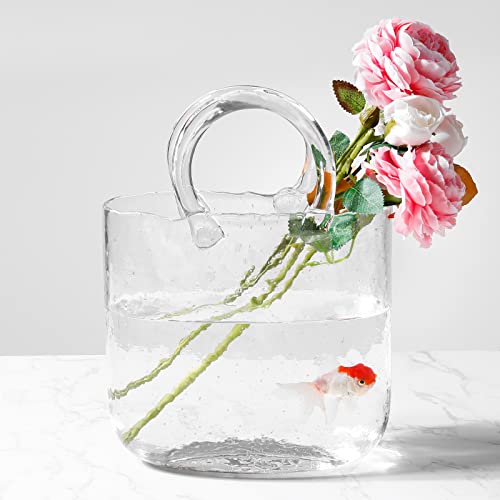 Virlwere Blumenvase Glasbeutel Vase Handtaschenvase Klarglasvase Glasvase mit Luftgeldbörse Vase Moderne Bauernhaus Dekor von Virlwere