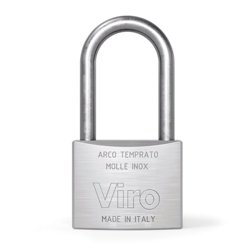 Viro | Meer, korrosionsbeständiges Vorhängeschloss, Basis aus Messing 40 mm, langer Bügel aus Edelstahl, Schnappverschluss von Viro