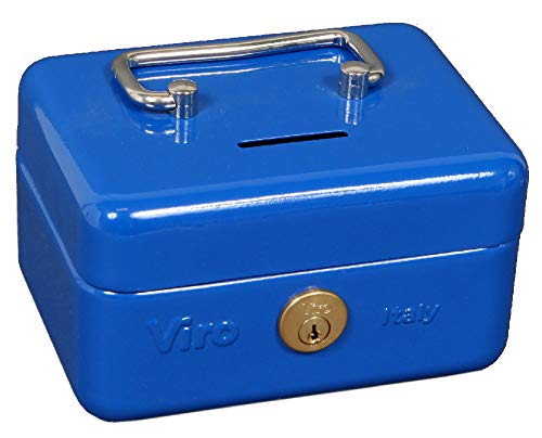 Viro 4272 Geldkassette mit Zylinder und Schloss, blau, 150 x 110 x 80 mm von Viro