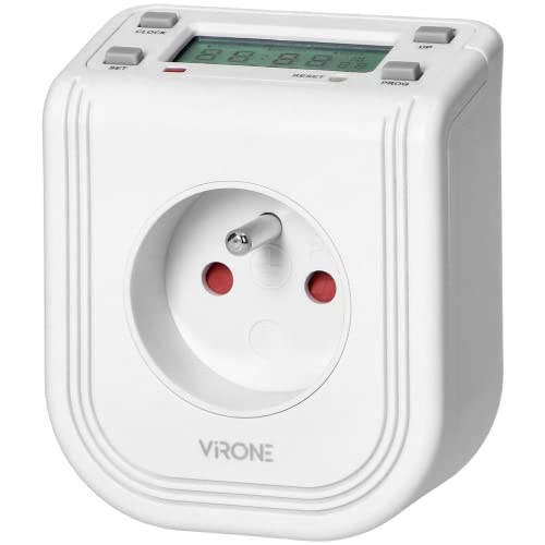 VIRONE DT-4 Zeitschaltuhr Steckdose mit oberem LCD-Display 230 VAC 3680 W 16 Programme Anwesenheitssimulator Französische Version des Produkts von Virone