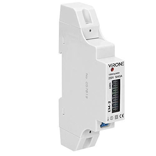 Virone EM-2 Digitaler Wechselstromzähler Einphasiger Energiezähler, 40A, Impulsausgang, 1 Modul, DIN TH-35mm von Virone
