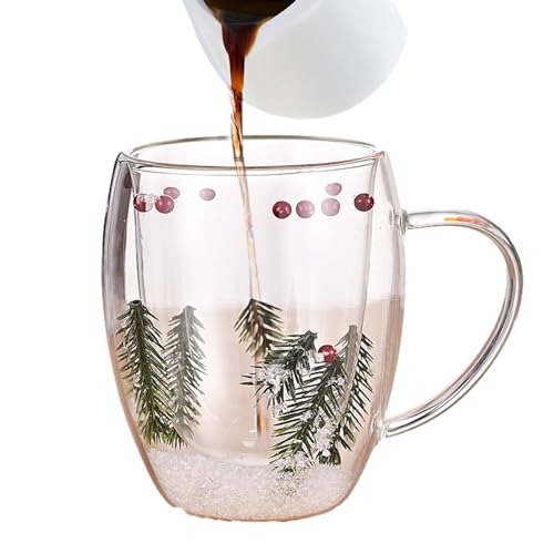 Doppelwandige Kaffeetassen, Gläser, Tassen mit getrockneten Blumen | Doppelwandige Glas-Kaffeetassen mit getrockneten Blumen, isolierte, hitzebeständige Glastasse mit getrockneten Blumen, Tassen von Virtcooy
