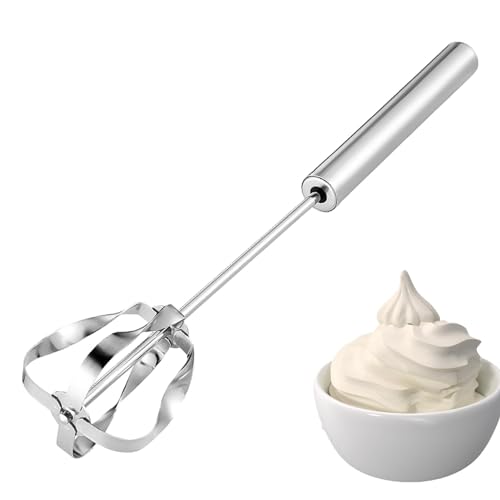 Halbautomatischer Schneebesen im unverwechselbaren Stil | Hand-Push-Schneebesen-Mixer, Edelstahl-Feder-Schneebesen,Edelstahl-Eierschläger,Milchaufschäumer,rotierender Push-Mixer-Rührer zum Schneebesen von Virtcooy