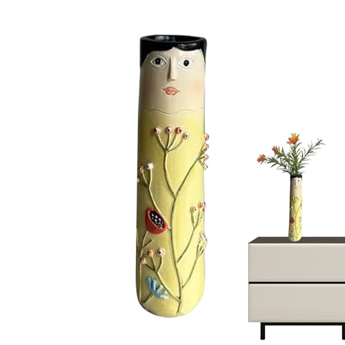 Harz böhmische Familienvase niedliche Regaldekoration | Niedliche Frühlings-Familienknospenvasen, handbemalte Vase im Boho-Stil, dekorative Moderne Blumenvase, Mittelstücke für Zuhause, Tisch, Büro von Virtcooy