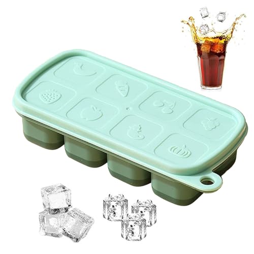 Space-Saving Ice Cube Molds Stackable Mold | Ice Cube Molds Tray For Iced Coffee Whiskey Beverages,Ice Cube Tray With Lid,Ice Maker To Make 8 Ice Cube For Drinks,Silicone Ice Cube Tray von Virtcooy