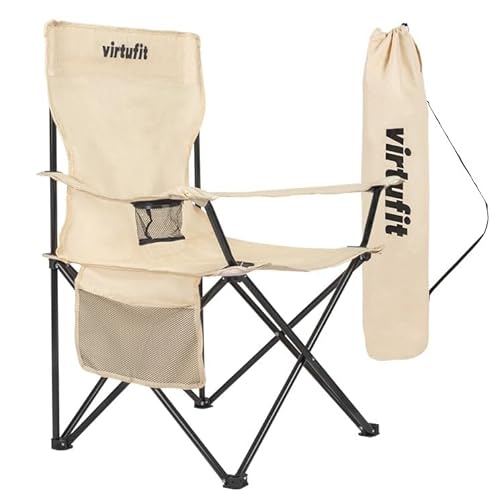 VirtuFit Klappbarer Campingstuhl - Strandstuhl - Beige von VirtuFit