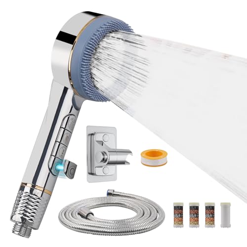 VirtuGro Handbrause Duschkopf mit Filter 4 Strahlarten Massage Duschkopf mit Schlauch 2M Hochdruck Shower Head Wassersparend für Hartes Wasser Rest-Chlor Bakterien mit Stoßfreiem Ständer Chrom VirtuGro Handbrause Duschkopf mit Filter 4 Strahlarten Massage Duschkopf mit Schlauch 2M Hochdruck Shower Head Wassersparend für Hartes Wasser Rest-Chlor Bakterien mit Stoßfreiem Ständer Chrom von VirtuGro