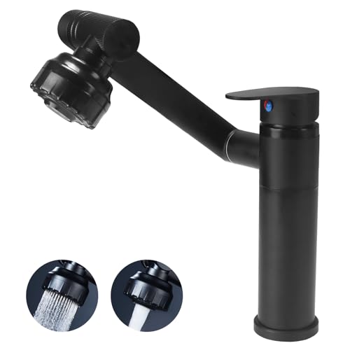 VirtuGro Küchenarmatur Wasserhahn Küche Flexibel 360° Drehbar Wasserhahn Bad 2 Modi der Wasserabgabe Wasserhahn mit Sprudelfunktion Küchenarmatur mit Brause Edelstahl für Bad und Küche Schwarz von VirtuGro