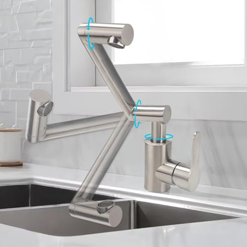 VirtuGro Vorfenster Küchenarmatur Klappbar 360° Wasserhahn Küche Mischbatterie Küche Kalt und Heiß Einhebelmischer Wasserhahn Bad Edelstahl für Bad und Spülbecken Gebürstet Silber VirtuGro Vorfenster Küchenarmatur Klappbar 360° Wasserhahn Küche Mischbatterie Küche Kalt und Heiß Einhebelmischer Wasserhahn Bad Edelstahl für Bad und Spülbecken Gebürstet Silber von VirtuGro