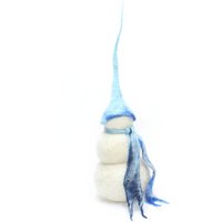 Schneemann Mit Blauen Hut Und Schal - Handgemachte 100% Wolle Nadelfilz Einzigartige Urlaub Winter Dekoration Weihnachten 33 cm Custom Order von Virtualdistortion