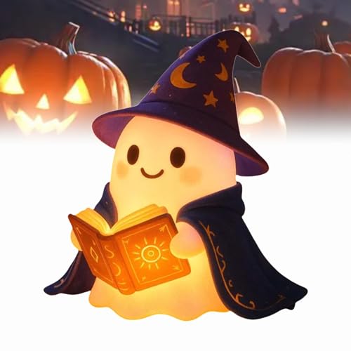 VisBeaut Cute Ghost Reading Lamp,Halloween Decorative Ghost Reading Lamp, 3D LED Ghost Statue Night Light, Bookshelf Decoration for Readers and Book Lovers (22 cm, 2 Pieces) (15 Cm-1 Piece) von VisBeaut