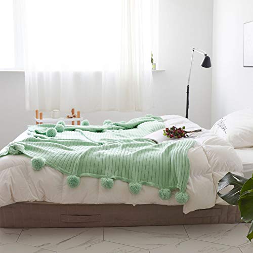 Nickerchen Decke Baumwolle Strickdecke 120 x 180 cm Federball Decke für Wohnzimmer Dekoration Schal Decke Kniedecke Bettpolster von VisLarsc