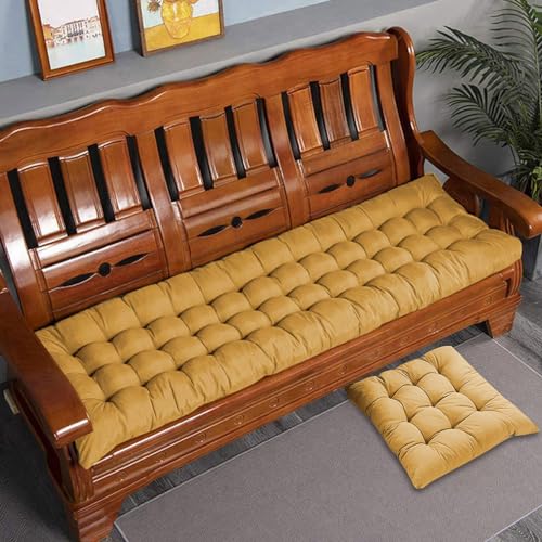 Dickes Baumwoll-Bankkissen, 2-/3-Sitzer, Baumwoll-Sofa-Bank, Sitzkissen, langes Sitzkissen für Zuhause/Garten/Terrasse/Schaukel/Innenbereich (Beige, 120 x 40 cm) von VisLarsc