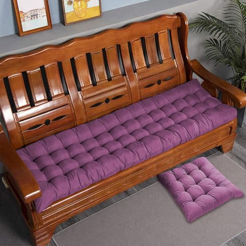 VisLarsc Dickes Baumwoll-Bankkissen, 2-/3-Sitzer, Baumwoll-Sofa-Bank, Sitzkissen, langes Sitzkissen für Zuhause/Garten/Terrasse/Schaukel/Innenbereich (lila, 120 x 50 cm) von VisLarsc