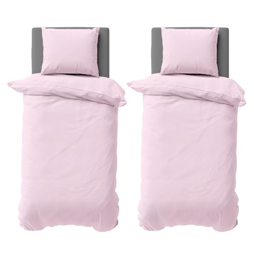 Visaggio 4 teilige Bettwäsche 135x200 cm Rosa Mikrofaser Uni Bettbezug Garnitur Set Einfarbig Kissenbezug Schlafzimmer Set von Visaggio