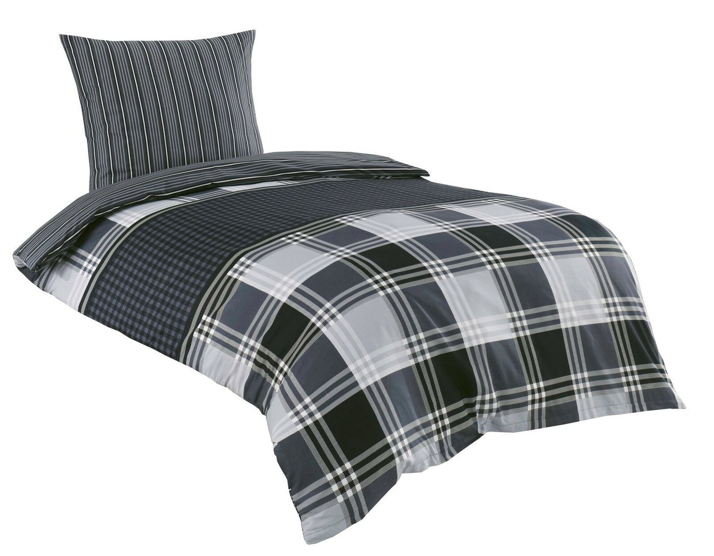 Visaggio Bettwäsche 100% Baumwolle Bettbezug Set in 6 Größen, 2 teilig, Wendebettwäsche mit Reißverschluss, anthrazit grau gestreift Visaggio Bettwäsche 100% Baumwolle Bettbezug Set in 6 Größen, 2 teilig, Wendebettwäsche mit Reißverschluss, anthrazit grau gestreift von Visaggio