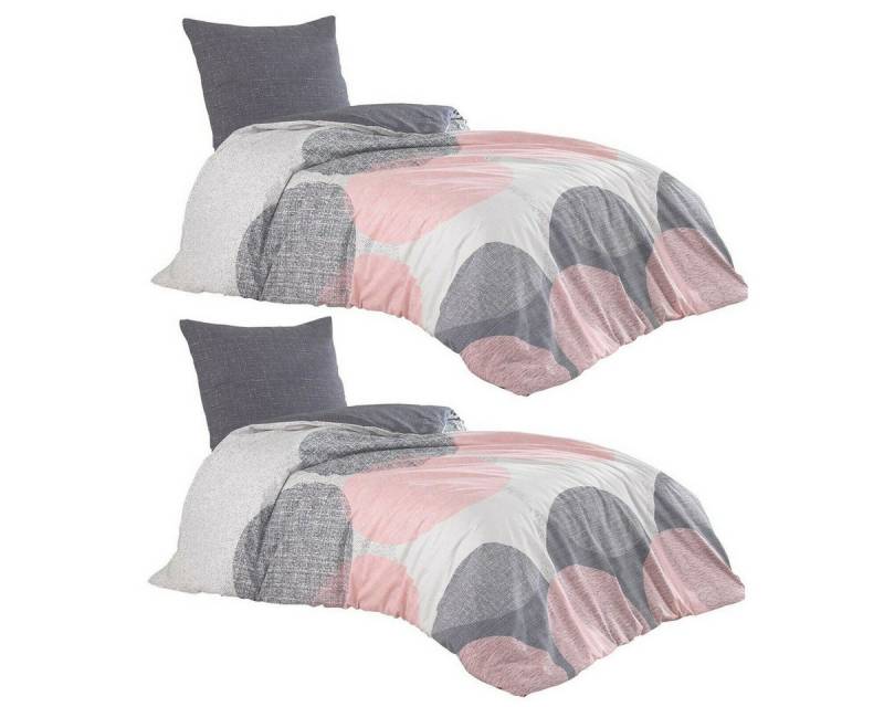 Visaggio Bettwäsche 100% Baumwolle in 6 Größen Bettbezug Set, Renforcé, 4 teilig, Wendebettwäsche meliert Kreise mit Reißverschluss Visaggio Bettwäsche 100% Baumwolle in 6 Größen Bettbezug Set, Renforcé, 4 teilig, Wendebettwäsche meliert Kreise mit Reißverschluss von Visaggio