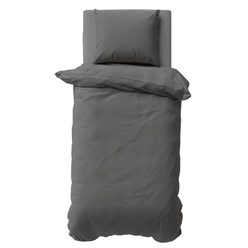 Visaggio Bettwäsche 135x200 cm Anthrazit Mikrofaser Uni Bettbezug Garnitur Set Einfarbig Kissenbezug Schlafzimmer Set von Visaggio