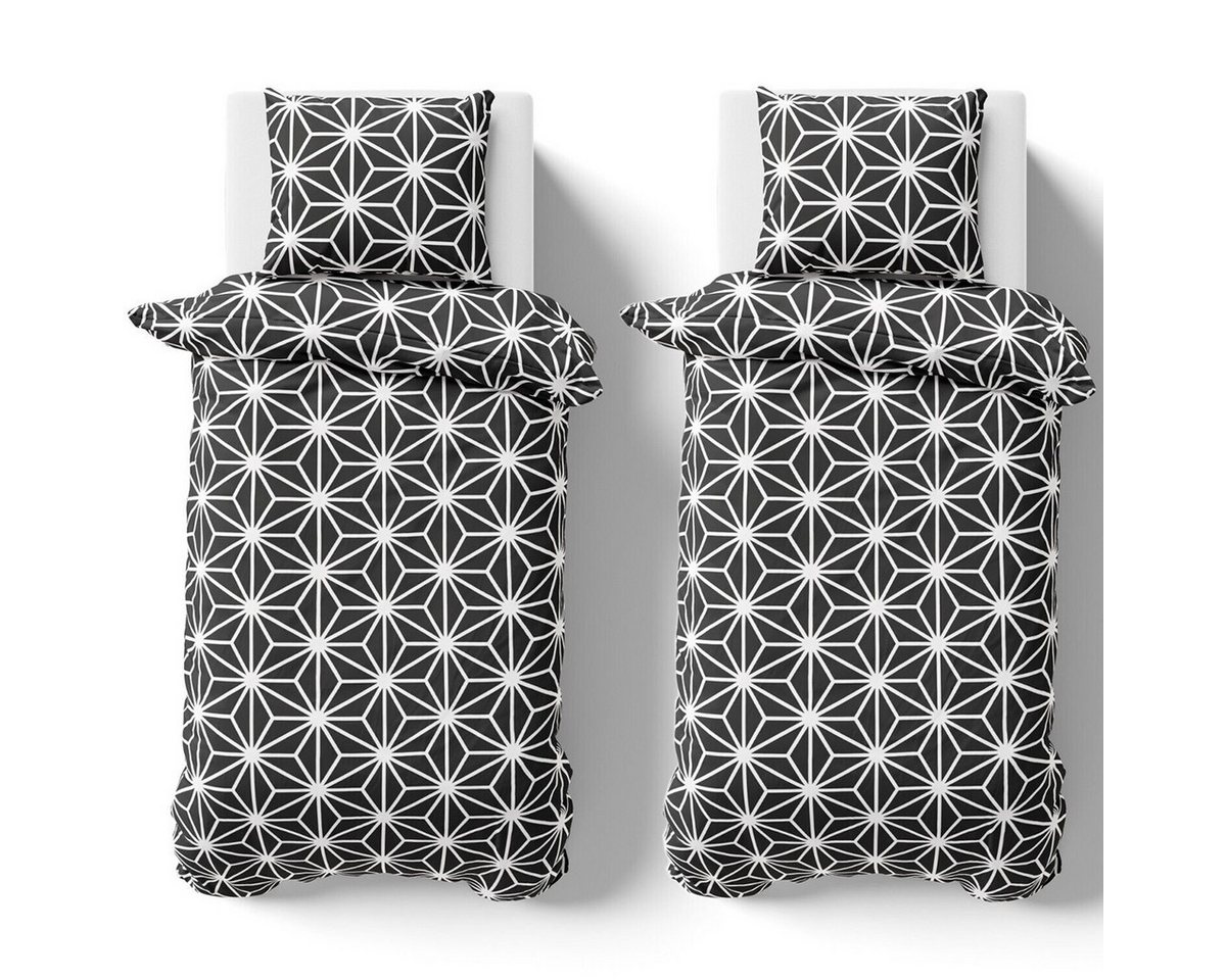 Visaggio Bettwäsche 135x200 oder 155x220 Bettbezug Set Sterne Punkte, Microfaser, 4 teilig, Sterne Muster, modern Visaggio Bettwäsche 135x200 oder 155x220 Bettbezug Set Sterne Punkte, Microfaser, 4 teilig, Sterne Muster, modern von Visaggio