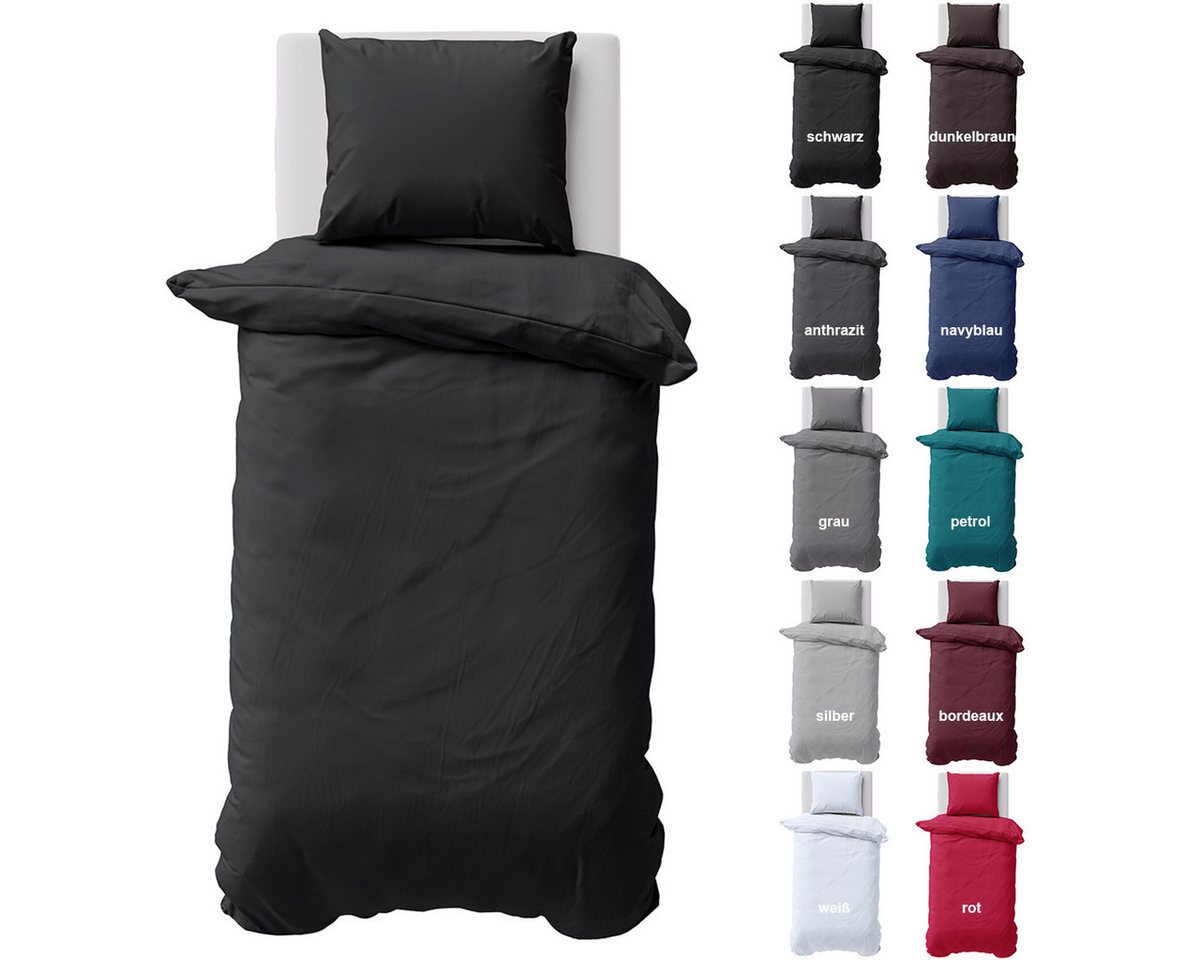 Visaggio Bettwäsche Baumwolle Uni Bettbezug Set Einfarbig 135x200, 155x220, Renforcé, 2 teilig, 100% Baumwolle mit Reißverschluss, moderne Bettbezug Set Visaggio Bettwäsche Baumwolle Uni Bettbezug Set Einfarbig 135x200, 155x220, Renforcé, 2 teilig, 100% Baumwolle mit Reißverschluss, moderne Bettbezug Set von Visaggio