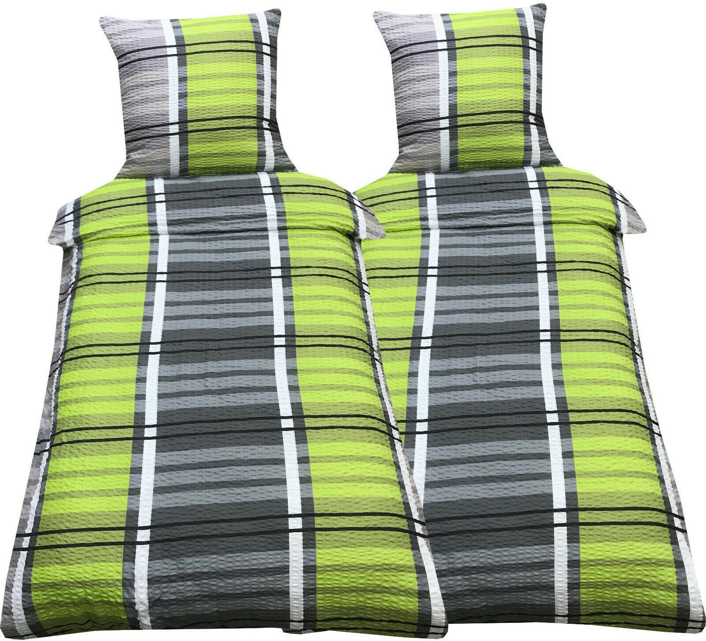 Visaggio Bettwäsche 135x200 cm oder 155x220 cm Allergiker geeignet, Seersucker, 4 teilig, Grün Grau gestreift modern Visaggio Bettwäsche 135x200 cm oder 155x220 cm Allergiker geeignet, Seersucker, 4 teilig, Grün Grau gestreift modern von Visaggio