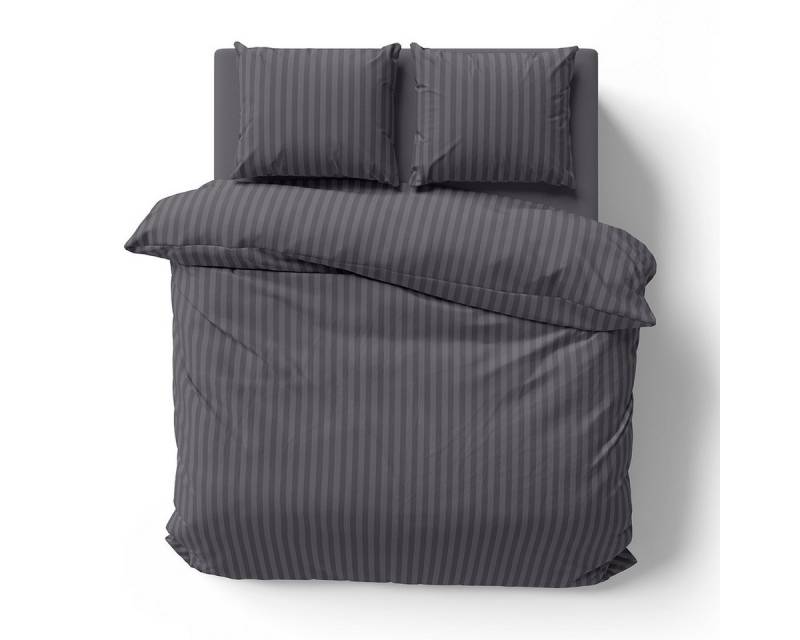 Visaggio Bettwäsche Mikrofaser Damast 135x200 155x220 200x200, Microfaser, 3 teilig, gestreift Damast Bettbezug Set, mit YKK Reißverschluss, Atmungsaktiv von Visaggio