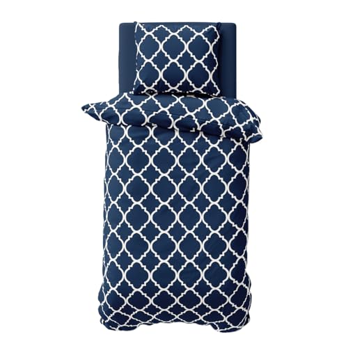 Visaggio Bettwäsche Set 155x220cm Design Bettbezug Garnitur Baumwolle Renforce Schlafzimmer Set Maroc Blau Ornamente von Visaggio