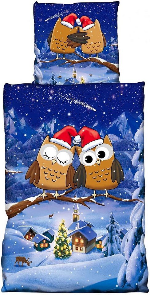 Visaggio Bettwäsche Winter Fleece Bettbezug flauschig warm, Fleece, 2 teilig, Thermofleece kuschelig weich, Eulenpaar Visaggio Bettwäsche Winter Fleece Bettbezug flauschig warm, Fleece, 2 teilig, Thermofleece kuschelig weich, Eulenpaar von Visaggio