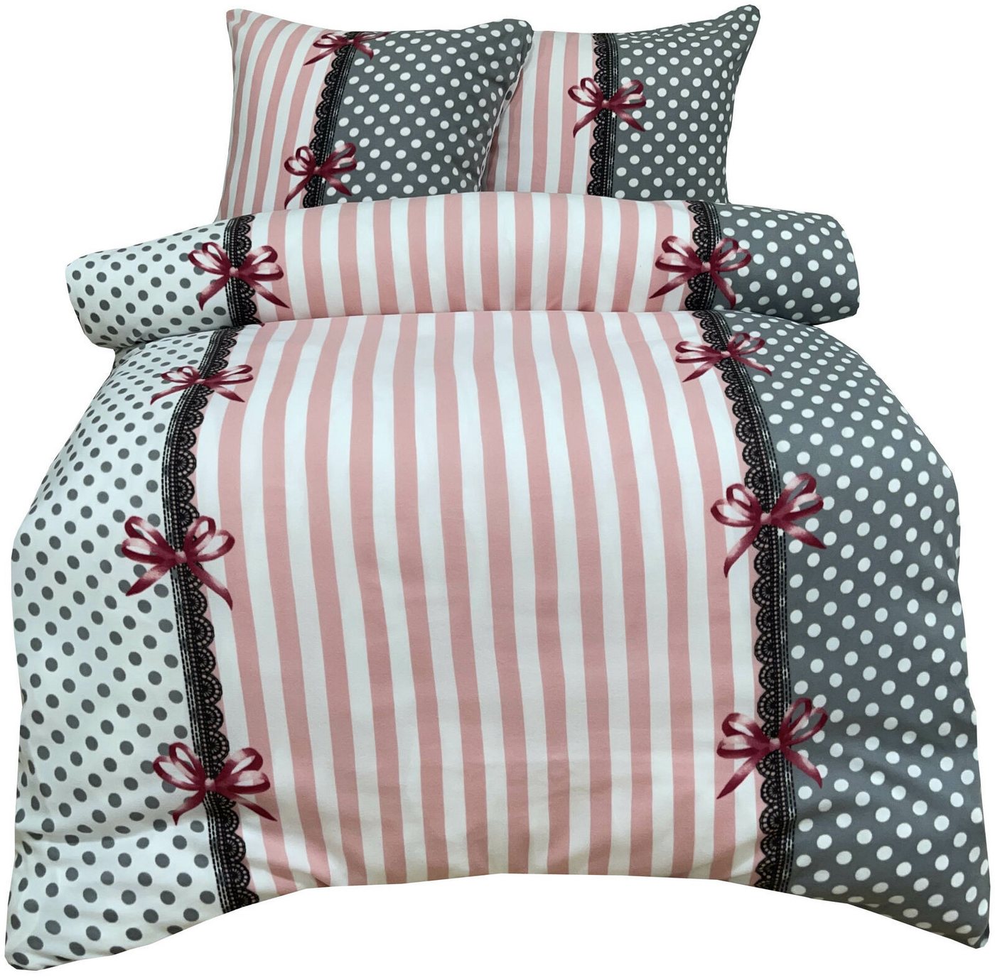 Visaggio Bettwäsche Winter Fleece Bettbezug flauschig warm, Fleece, 3 teilig, Thermofleece kuschelig weich, Streifen und Schleifen Visaggio Bettwäsche Winter Fleece Bettbezug flauschig warm, Fleece, 3 teilig, Thermofleece kuschelig weich, Streifen und Schleifen von Visaggio