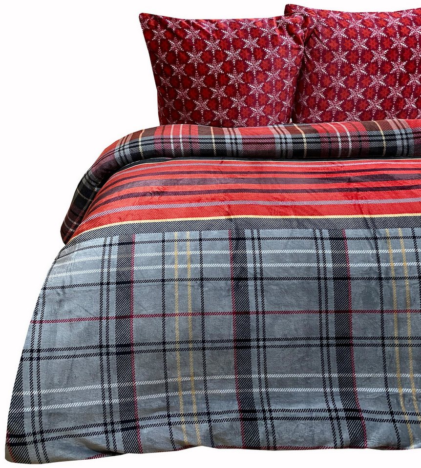 Visaggio Bettwäsche Winter Teddy Plüsch Bettbezug flauschig warm, Fleece, 2 teilig, Flauschig warmes Cashmere Touch, gestreift Visaggio Bettwäsche Winter Teddy Plüsch Bettbezug flauschig warm, Fleece, 2 teilig, Flauschig warmes Cashmere Touch, gestreift von Visaggio