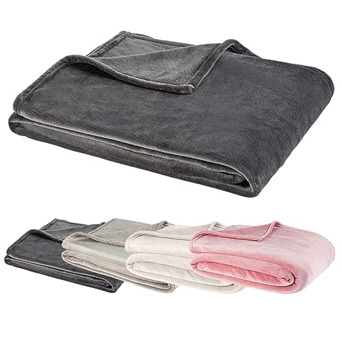 Visaggio Cashmere Touch Kuscheldecke 150x200 cm Fleecedecke Sofadecke Tagesdecke Flanell Bettüberwurf, Graphit Anthrazit von Visaggio