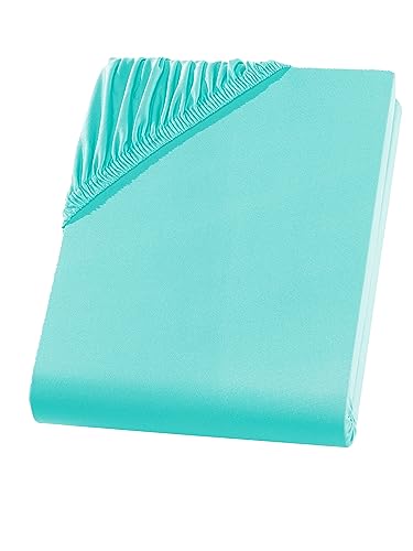 Visaggio Mikrofaser Spannbettlaken 140-160 x 200 cm Aqua Microfaser Polyester Spannbetttuch Bettlaken von Visaggio