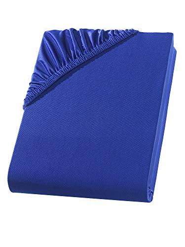 Visaggio Mikrofaser Spannbettlaken 140-160 x 200 cm Royalblau Microfaser Polyester Spannbetttuch Bettlaken von Visaggio