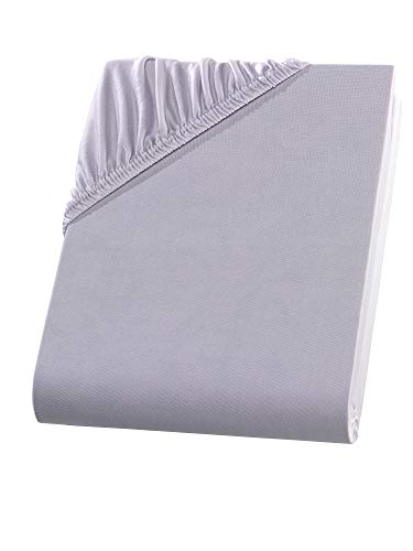 Visaggio Mikrofaser Spannbettlaken 180x200-220 + 40 cm Boxspringbett Silber Microfaser Polyester Spannbetttuch Bettlaken von Visaggio