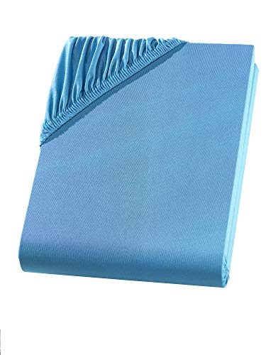 Visaggio Mikrofaser Spannbettlaken 180x200-220 + 40 cm Boxspringbett Türkis Microfaser Polyester Spannbetttuch Bettlaken von Visaggio