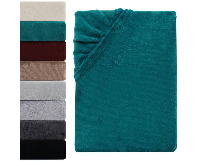Visaggio Spannbettlaken Cashmere Touch Winter Spannbetttuch Super Soft Bettlaken, Nicki, Gummizug: rundum, Flauschig warmes Teddyplüsch, Einfarbig von Visaggio