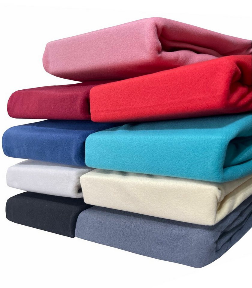 Visaggio Spannbettlaken Winter Mikrofaser-Fleece Spannbetttuch, Microfaser-Fleece, Gummizug: rundum, Thermofleece kuschelig weich, Einfarbig von Visaggio