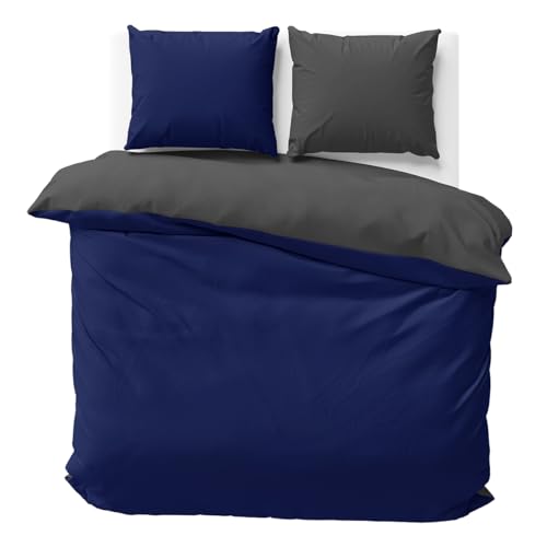 Visaggio Wende Bettwäsche Mikrofaser 240x220 cm Dunkelblau Anthrazit Bettbezug Set Ganzjährig Kingsize Ehebett mit Reißverschluss Visaggio Wende Bettwäsche Mikrofaser 240x220 cm Dunkelblau Anthrazit Bettbezug Set Ganzjährig Kingsize Ehebett mit Reißverschluss von Visaggio